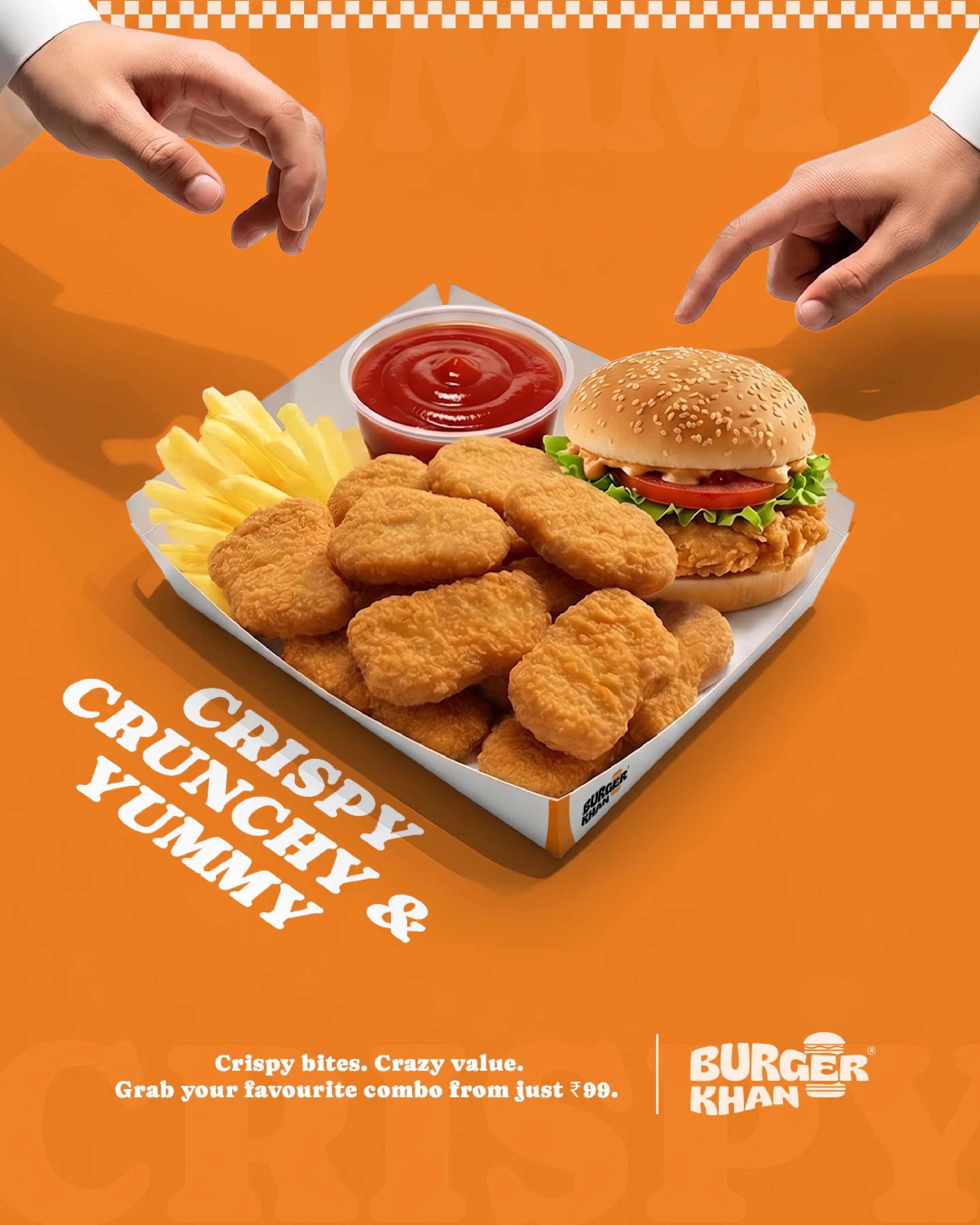 Crispy Crunchy and Yummy - Chicken Nuggets & Burger Combo Box