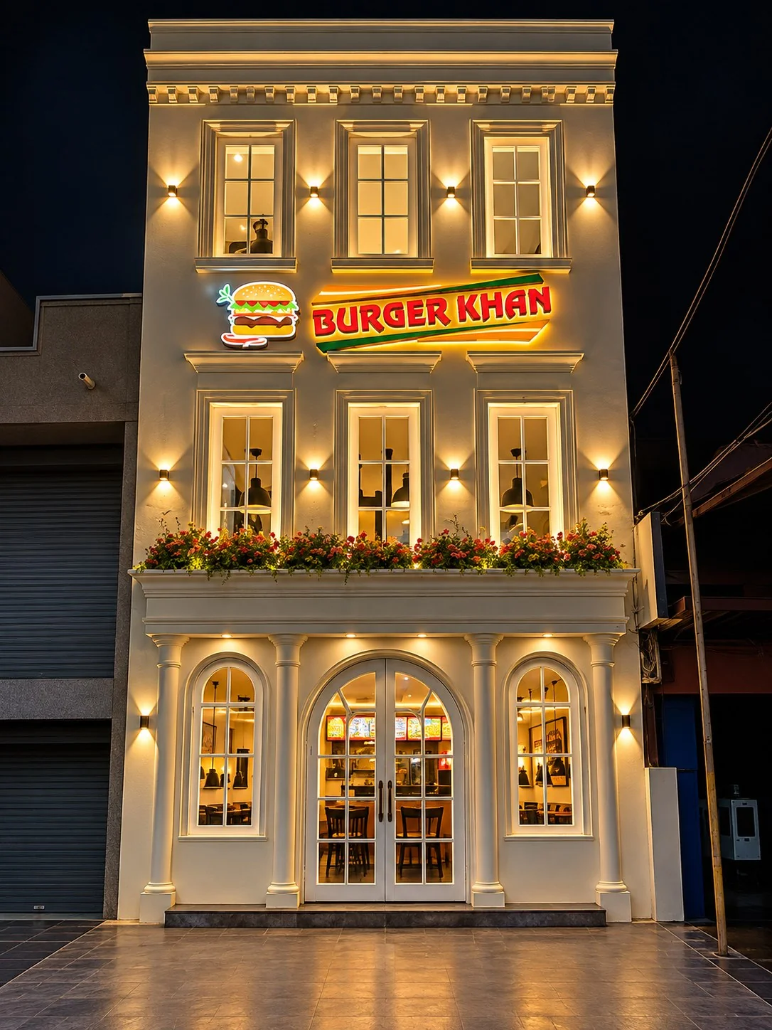 Burger Khan Storefront Night View